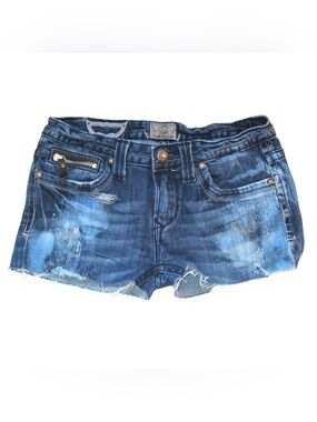 Express Dark Blue Distressed Denim Jean Shorts